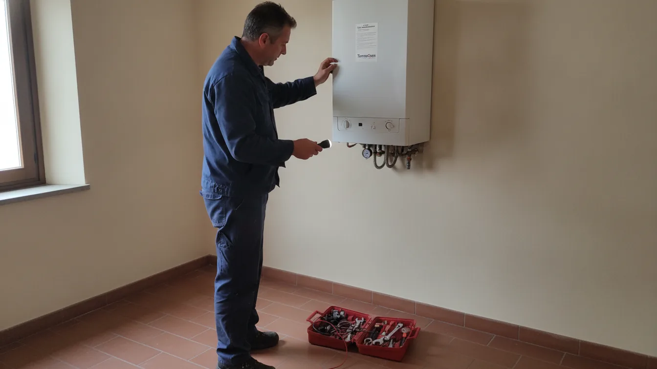 Tecnico ripara una caldaia a Mantova